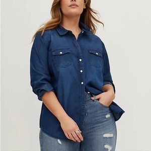 Torrid Dark Denim Button Down Shirt